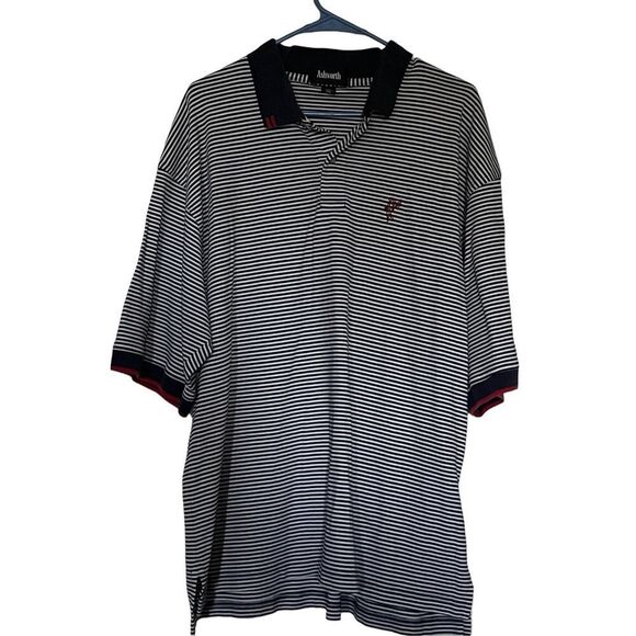 Ashworth Mens Multicolor Cotton Stripe Golf Polo Shirt Size XXL - Picture 2 of 12